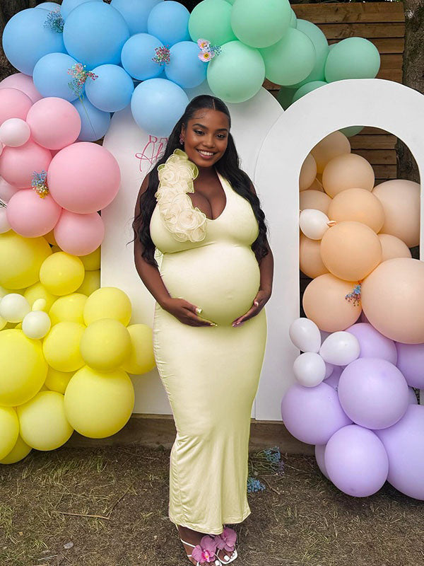 Momnfancy 3D-flowers Bodycon Maternity Maxi Dresses