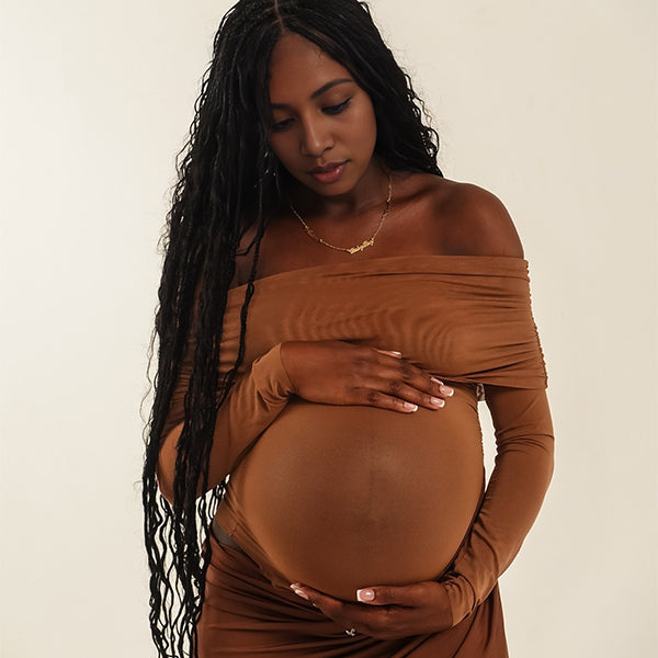 Momnfancy Denim Big Swing Maternity Maxi Dresses