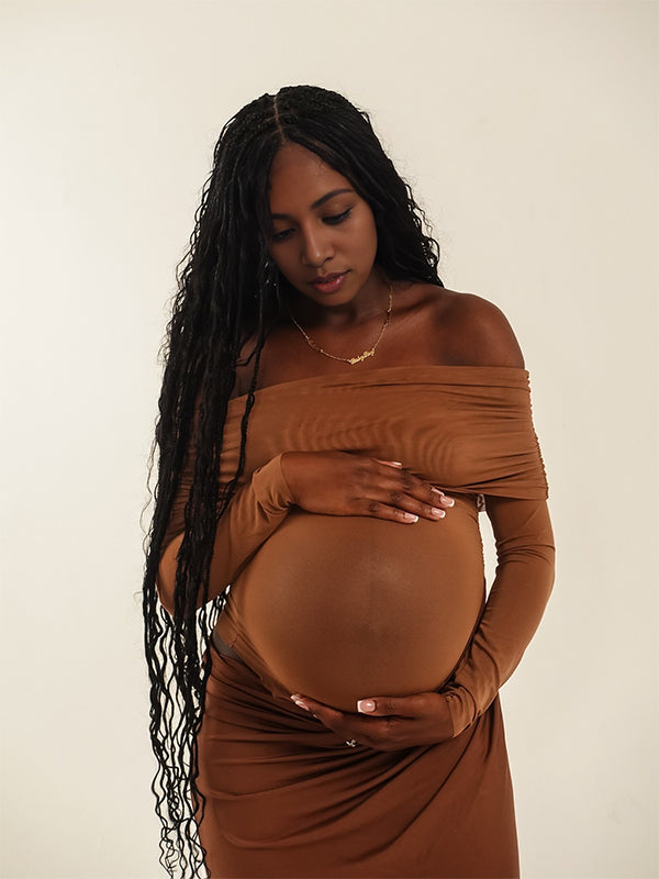 Momnfancy Denim Big Swing Maternity Maxi Dresses