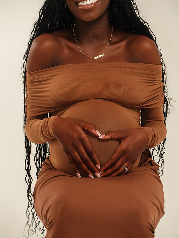 Momnfancy Denim Big Swing Maternity Maxi Dresses