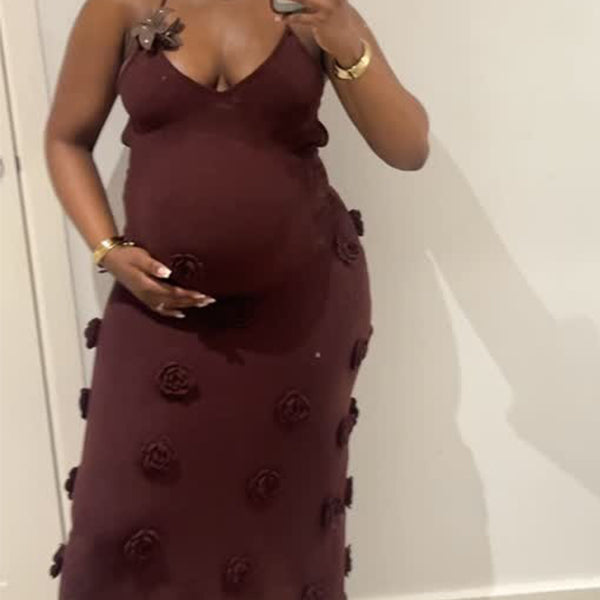 Momnfancy Boat Neck Sheer Ruched Maternity Maxi Dresses