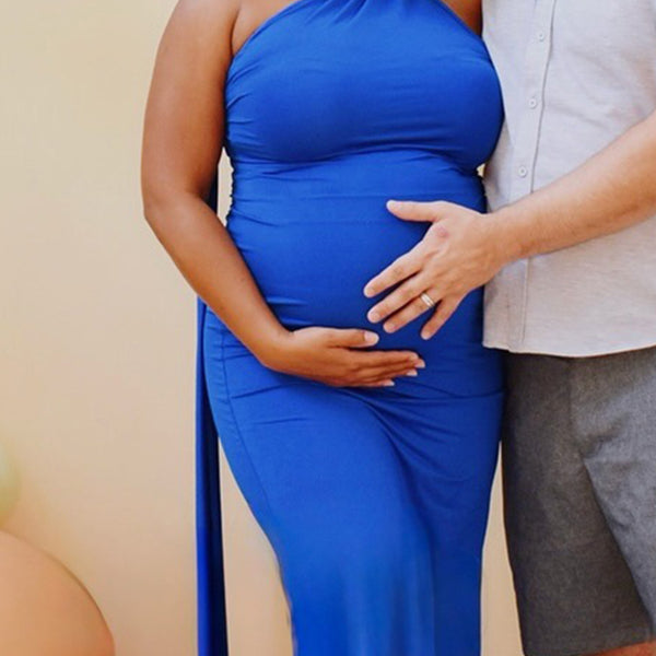 Momnfancy Bodycon Halter Neck Maternity Maxi Dress