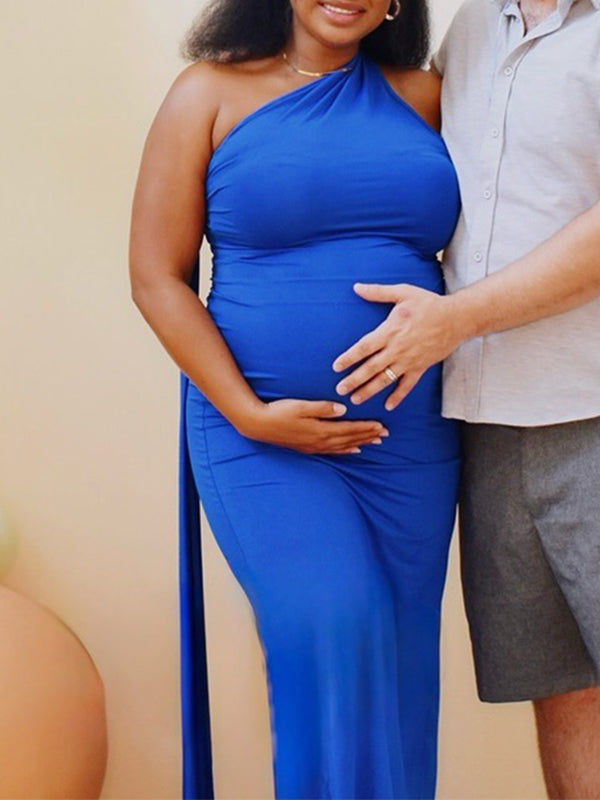 Momnfancy Bodycon Halter Neck Maternity Maxi Dress