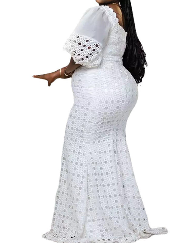 Momnfancy Cut-out Puff Sleeve Maternity Maxi Dress