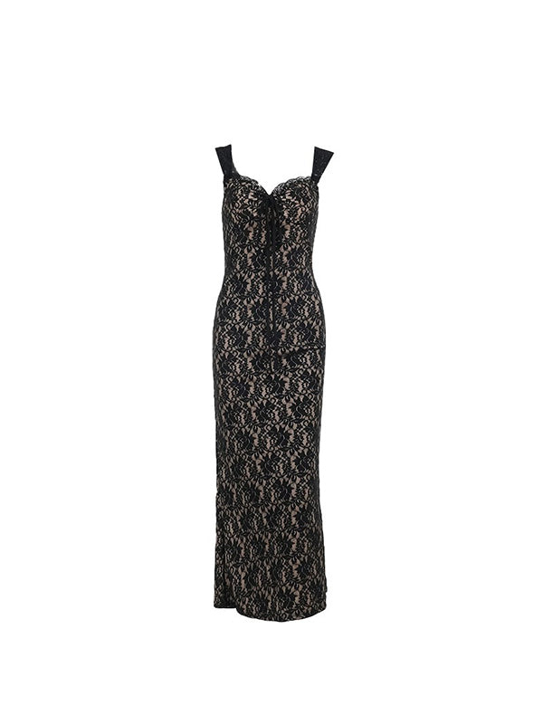 Momnfancy Lace Tube Top Maternity Maxi Dress