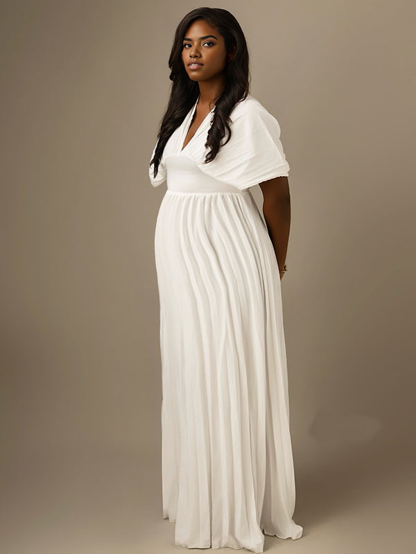 Momnfancy Ruched Dolman Sleeve Maternity Maxi Dress