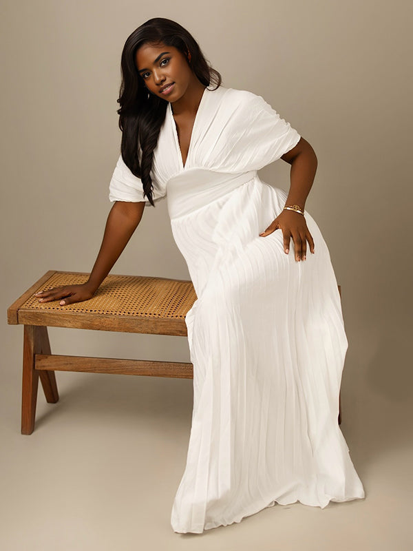 Momnfancy Ruched Dolman Sleeve Maternity Maxi Dress