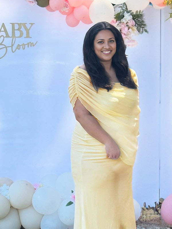 Momnfancy Tulle Bodycon Mermaid Falbala Maternity Maxi Dress