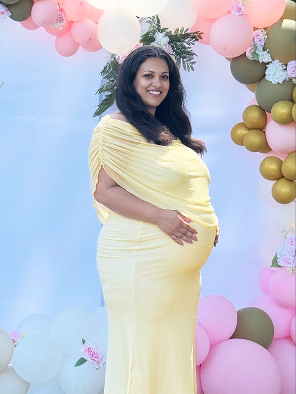Momnfancy Tulle Bodycon Mermaid Falbala Maternity Maxi Dress