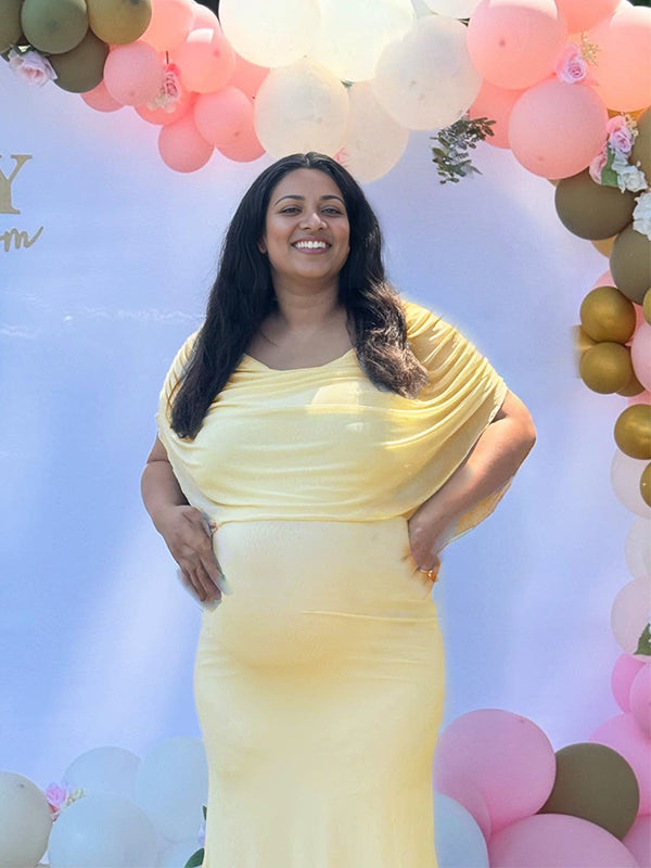 Momnfancy Tulle Bodycon Mermaid Falbala Maternity Maxi Dress
