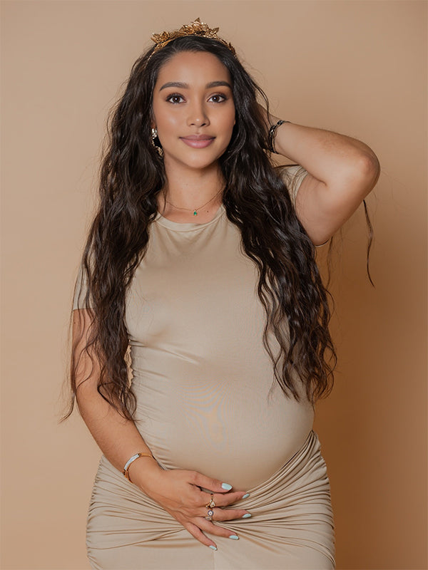 Momnfancy Ruched Ribbon Bodycon Lace-up Mermaid Photoshoot Maternity Maxi Dress