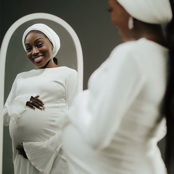 Momnfancy Flare Sleeve Bodycon Mermaid Evening Gowns Photoshoot Maternity Maxi Dress