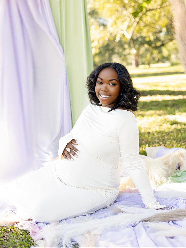 Momnfancy Backless Bodycon Waist-cinching Mermaid Photoshoot Maternity Maxi Dress