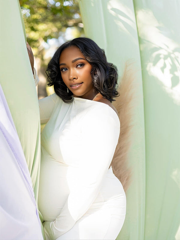 Momnfancy Backless Bodycon Waist-cinching Mermaid Photoshoot Maternity Maxi Dress