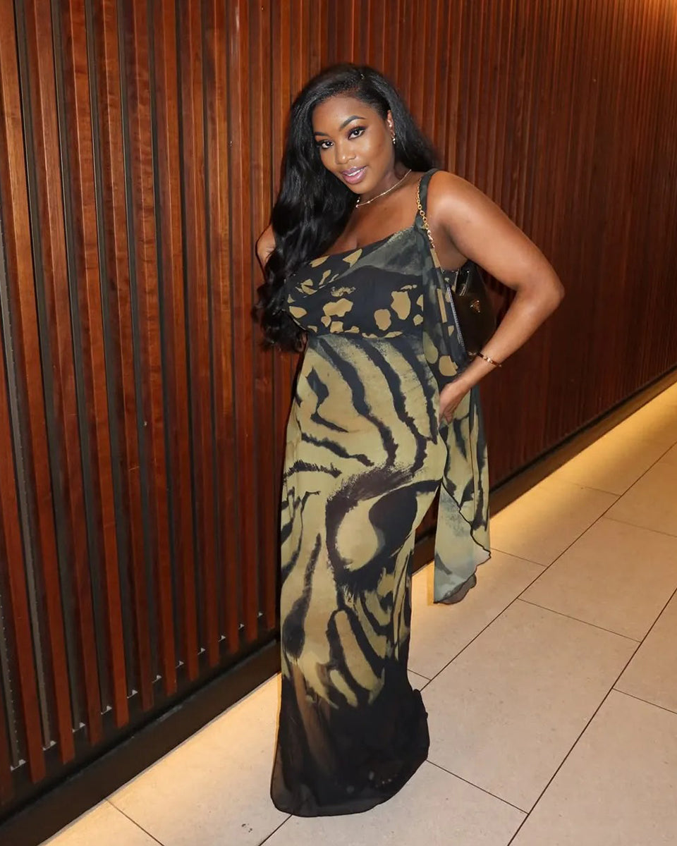 Momnfancy 0ne Shoulder Pritting Vintage Ruffle Side Slit Bodycon Party Going Out Maternity Maxi Dress