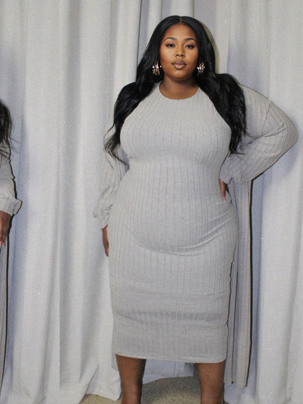 Momnfancy Knitted Set - Matching Loungewear Outfit Casual Maternity Midi Dress