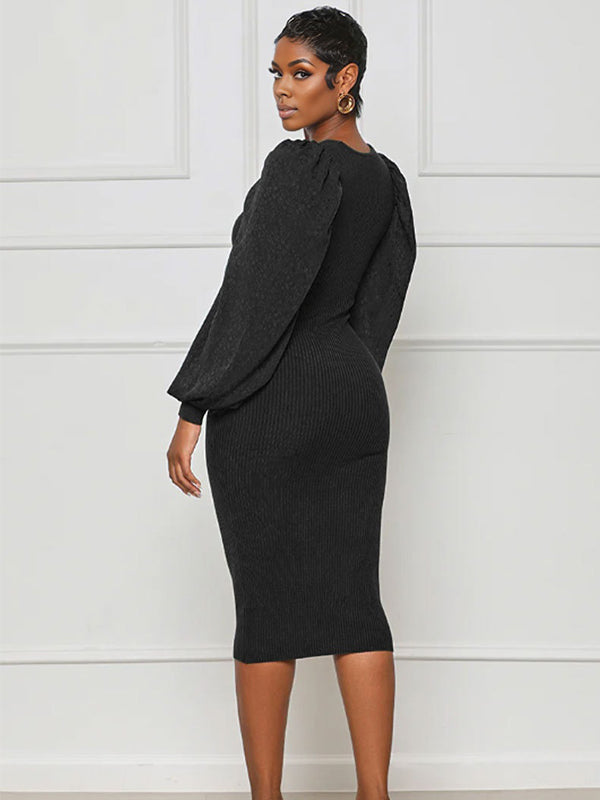 Momnfancy Drawstring Waist-Slim Fit Adjustable Bodycon Everyday Maternity Midi Dress