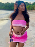 Momnfancy Pink Gradient Color Knitted 2-in-1 Chic Maternity Mini Dress