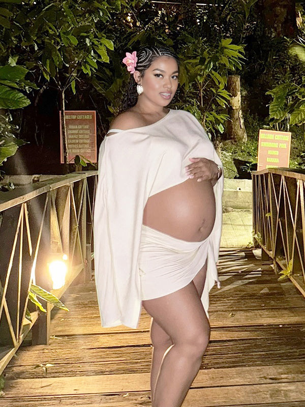 Momnfancy 2-in-1 Off-shoulder Maternity Mini Dresses