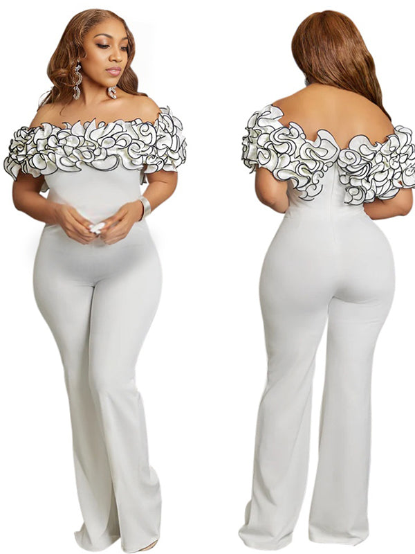 Momnfancy Boat Neck Flouncy Floral Maternity Jumpsuits