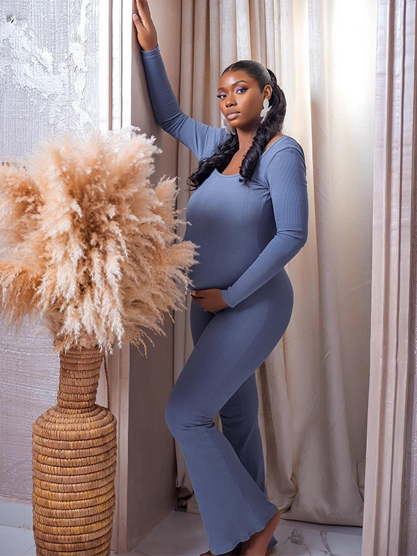 Momnfancy Solid Color Flexible Daily Casual Maternity Jumpsuits