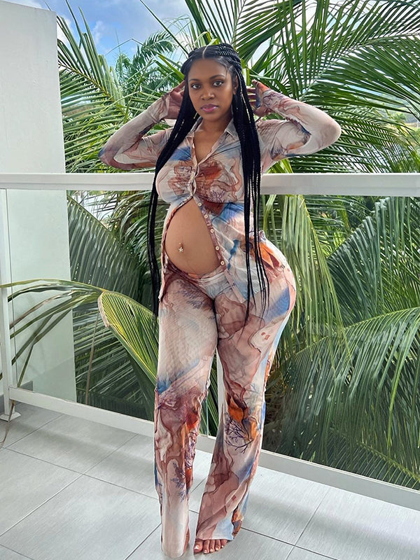 Momnfancy Blooming Maternity Party Blouses Jumpsuits