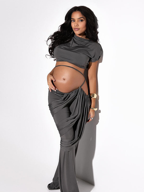 Momnfancy 2-in-1 Ruched Maternity Leggings