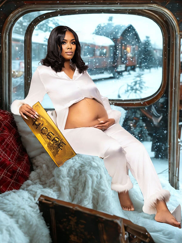 Momnfancy 2-in-1 Tightness Satin Oversize Leisure Daily Maternity Pajamas