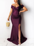 Momnfancy Off Shoulder Maternity  Maxi Dress