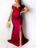 Momnfancy Off Shoulder Maternity  Maxi Dress