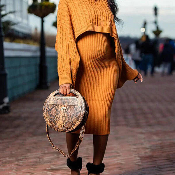 Momnfancy Solid Color Knitting 2-in-1 Bodycon Baby Shower Maternity Sweater Midi Dress