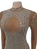 Momnfancy Apricot Diamonds Rhinestone Back Slit Photoshoot Maternity Maxi Dress