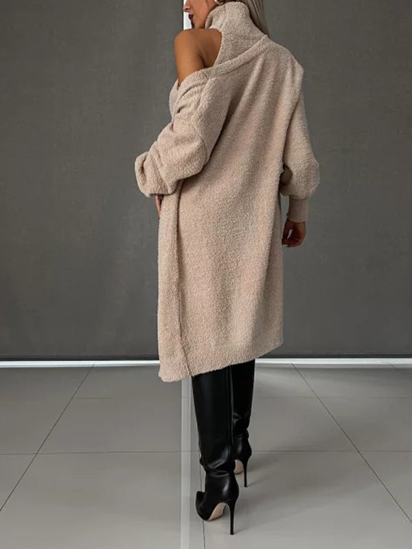 Momnfancy Two Piece Set High Neck Bodycon Fashion Daily Baby Shower Maternity Mini Sweater Dress