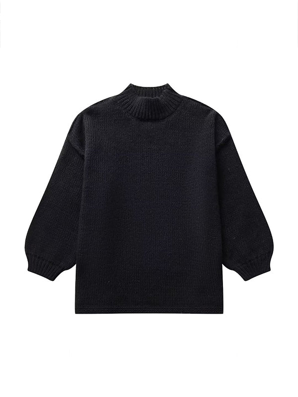 Momnfancy Knit High Neck Oversized Basic Pullover Top Maternity Going Out Daily Sweater Mini Dress