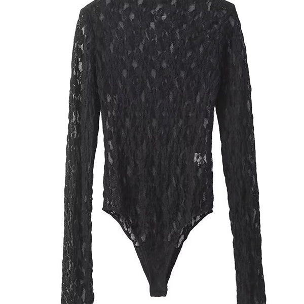 Momnfancy Black Lace Sheer 2-in-1 Photoshoot Maternity Jumpsuits