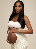 Momnfancy Elegant One-Shoulder Pleated  Irregular Hollow Maternity Photo Dress