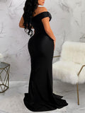 Momnfancy Green One Shoulder Side Silt Mermaid Pregnancy Bodycon Baby Shower Maternity Maxi Dress