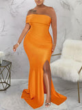 Momnfancy Green One Shoulder Side Silt Mermaid Pregnancy Bodycon Baby Shower Maternity Maxi Dress