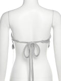 Momnfancy Grey 2 Pieces Tube Mesh Tie Slit Drawstring Chic Bodycon Photoshoot Baby Shower Maternity Maxi Dress