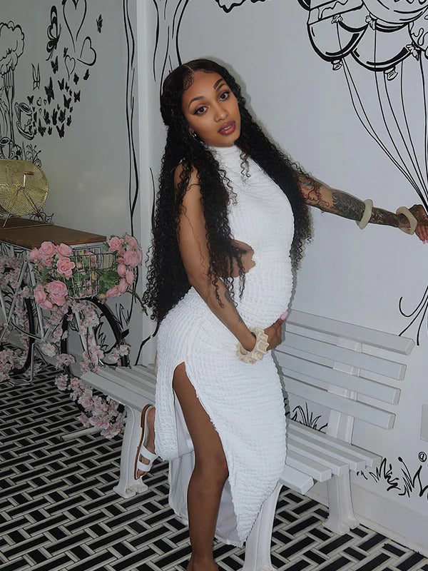 Momnfancy Backless Bodycon Maternity Maxi Dresses