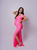 Momnfancy Off Shoulder Maternity  Maxi Dress