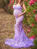 Momnfancy Bandeau Sheer Bodycon Mermaid Plus Size Maternity For Babyshower Maxi Dress