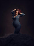 Momnfancy Lace Off Shoulder Mermaid Tutu Photoshoot Maternity Gowns For Babyshower Maxi Dress