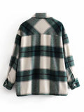 Momnfancy Plaid Pockets Turndown Collar Long Sleeve Top Shirt Maternity Jacket