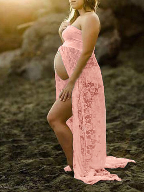 Light Pink Animal Print Ruched Shoulder Tie Maternity Dress– PinkBlush