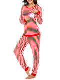Momnfancy Striped Round Neck Long Sleeve Nursing Maternity Long Pajama Set
