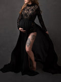 Momnfancy Lace Bodycon Two Piece Maternity For Babyshower Chiffon Maxi Dress