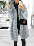 Momnfancy Faux Fur Bubble Plus Size Hooded Long Sleeve Maternity Long Coat