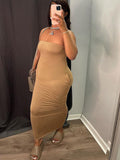 Momnfancy Bandeau clubwear Off-shoulder Pockets Solid color Maternity Maxi Dress