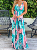 Momnfancy Floral Print Pregnancy Photoshoot V-Neck Honey Girl Maxi Dress